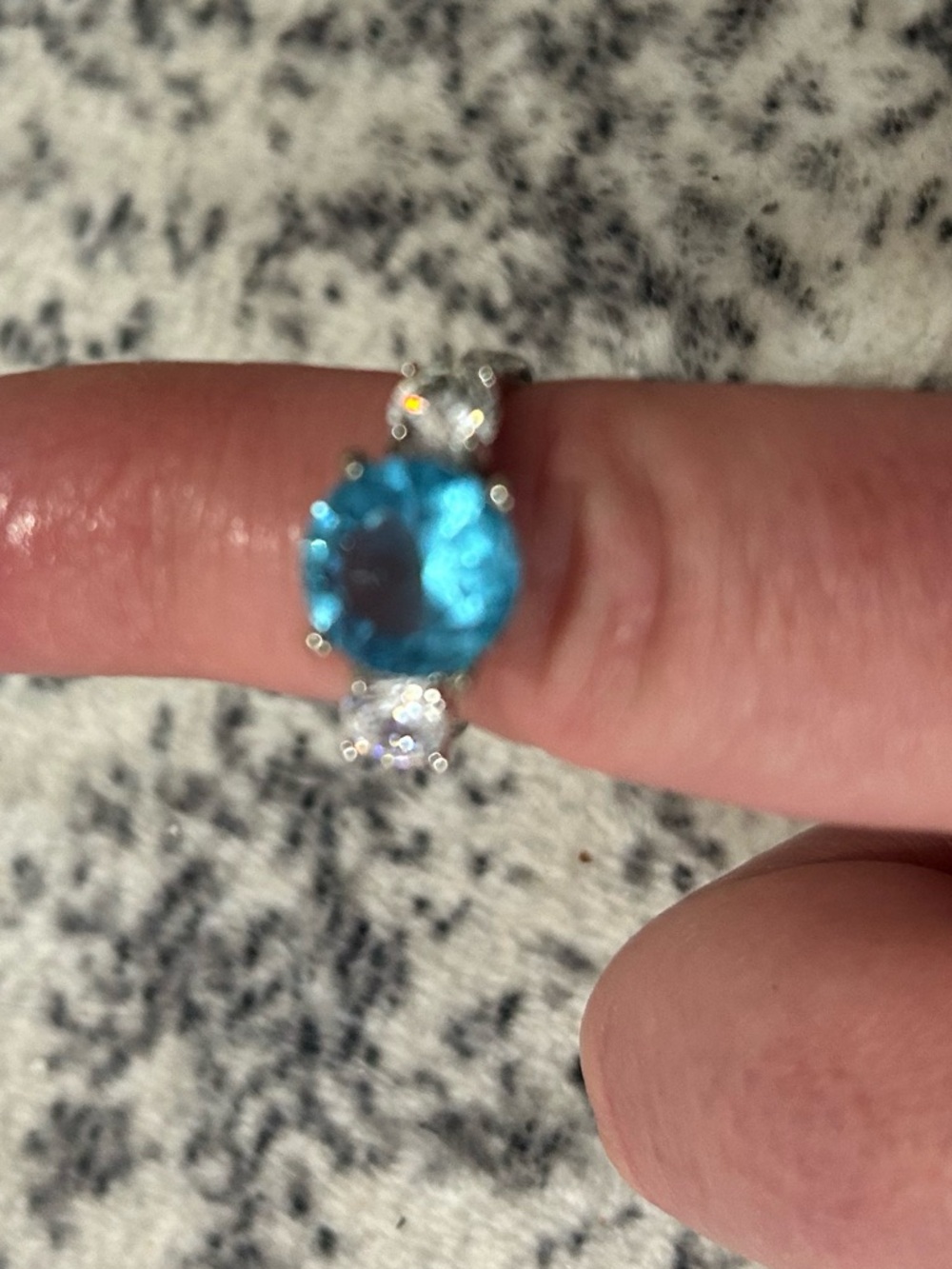 Blue Gemstone Silver tone  Ring - Women's Jewelry